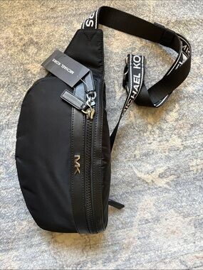 Michael Kors Black Nylon MK Logo Crossbody Belt Bag